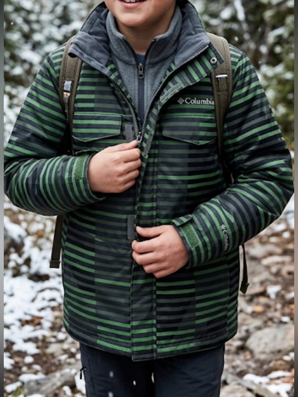 Columbia Boys Green Outershell Jacket Fall Winter Activewear Coat Size S Youth